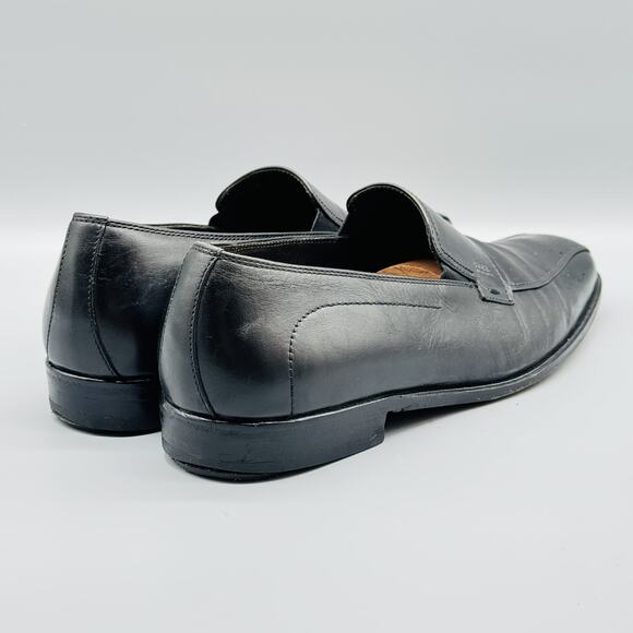 Hugo Boss Shoes Mens 9 Black Leather Loafers Slip On Dress Formal Italy - Picture 9 of 14